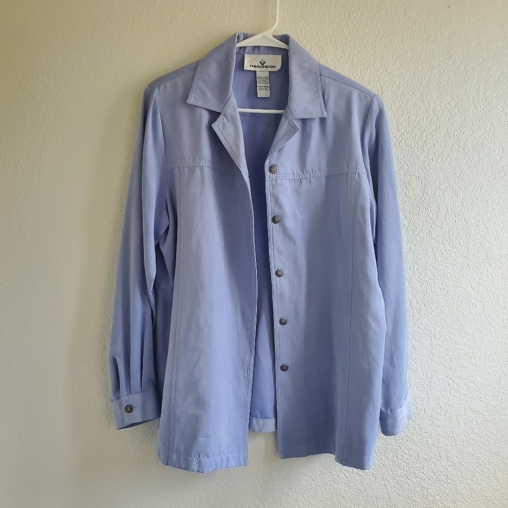 Erin London‎ Shacket Medium Lilac Faux Suede Button Down Layering Office Church